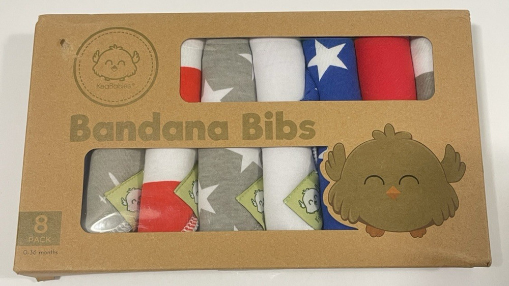KeaBabies 8-Pack Organic Baby Bandana Drool Bibs USA Stars & Strips NEW